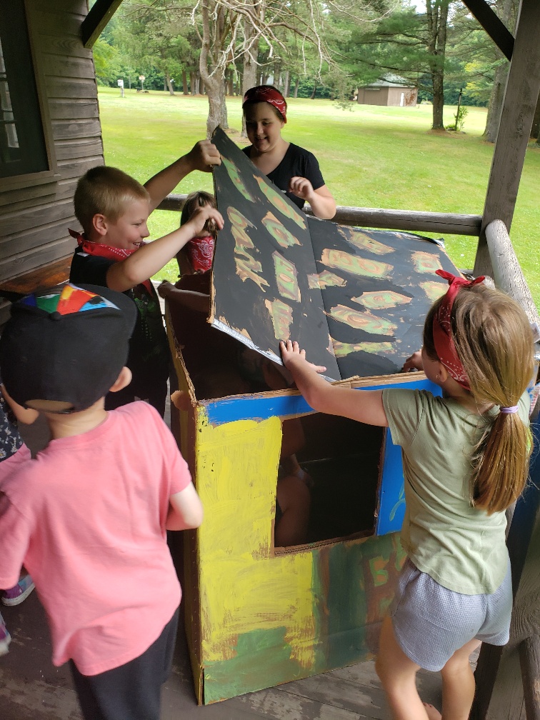 Kids doing arts and craft at camp